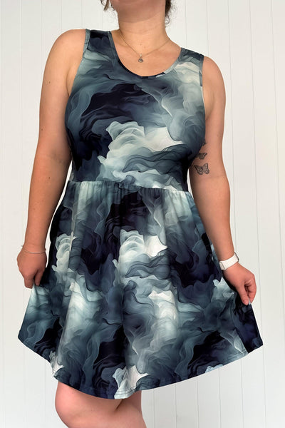 Smoky Realm - Sleeveless Mini Dress - Pockets