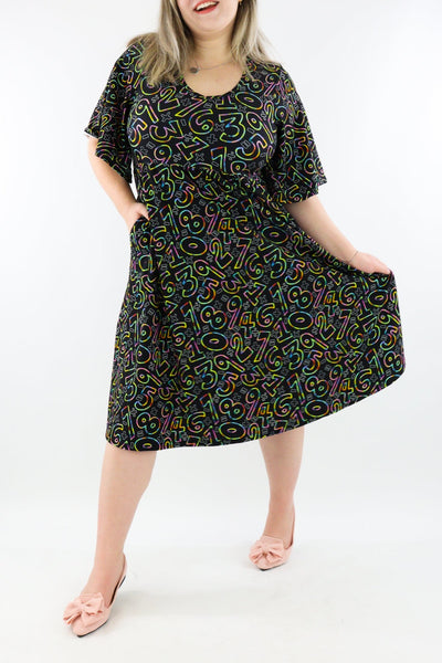 Rainbow Math - Midi Length Dress - Mid Sleeve - Pockets