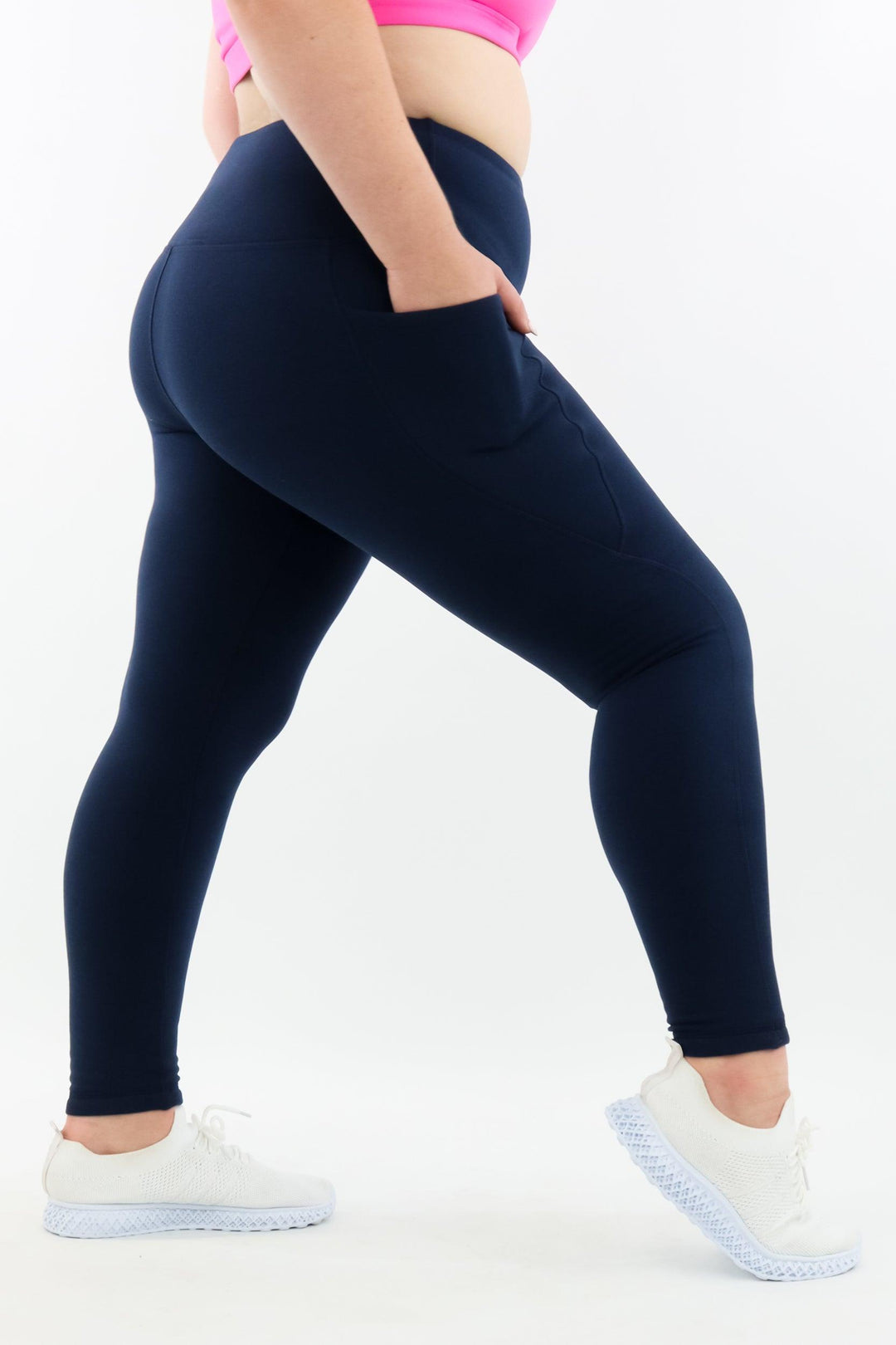 Navy - Fleece - Leg Pockets - Full Leggings