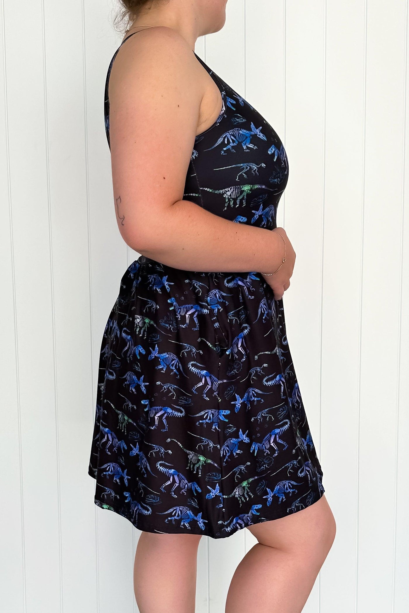 Dinosaur Fossils 2.0 - Sleeveless Mini Dress - Pockets