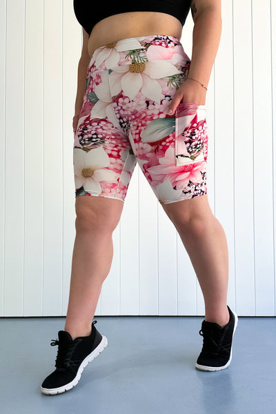 Pink Poinsettia - Casual - Long Shorts - Pockets