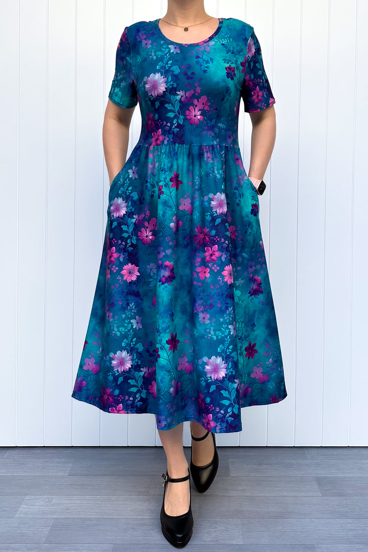 Ethereal Bloom - Midi Dress - Short Sleeve - Pockets