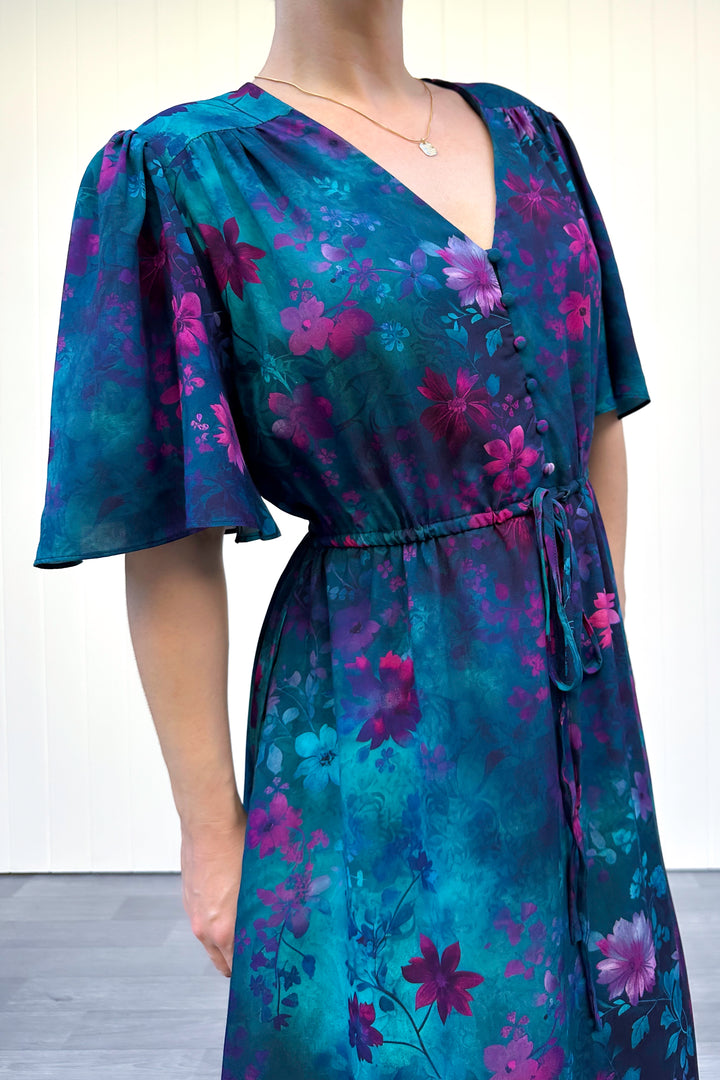 Peony Midi Dress - Ethereal Bloom - Pockets