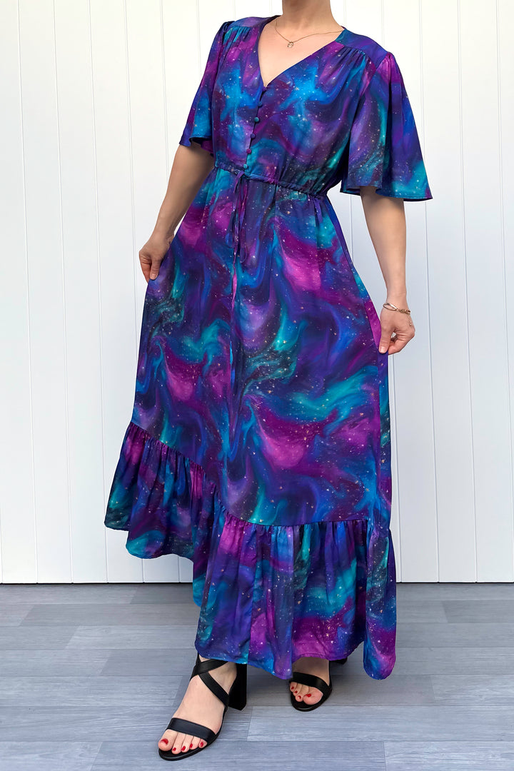 Peony Maxi Dress - Aurora Sky - Pockets
