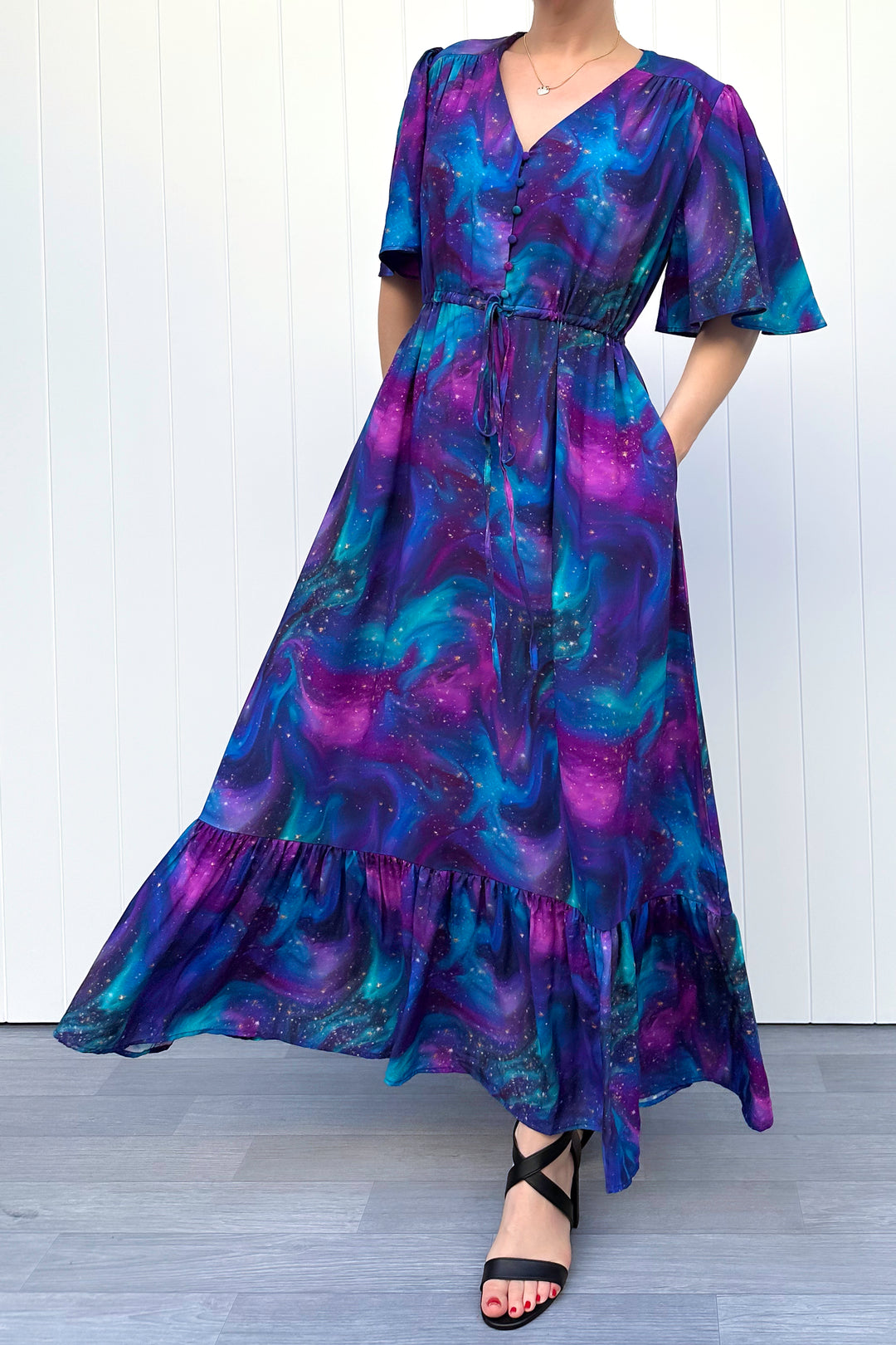 Peony Maxi Dress - Aurora Sky - Pockets