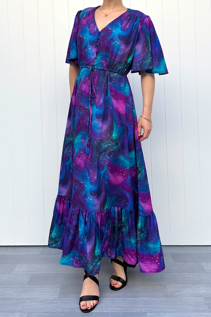 Peony Maxi Dress - Aurora Sky - Pockets