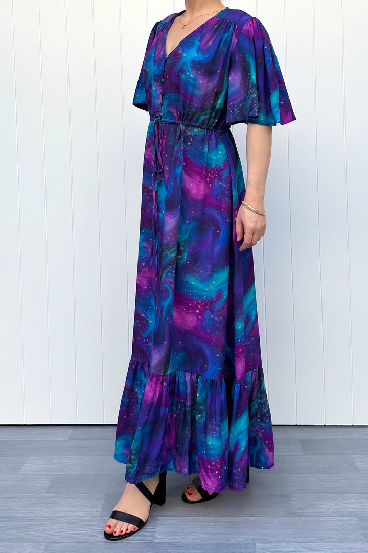 Peony Maxi Dress - Aurora Sky - Pockets