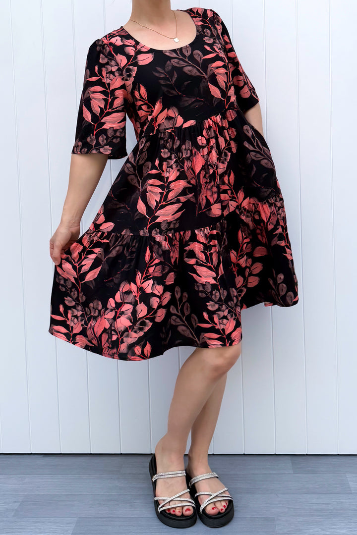 Lily Dress - Vintage Watercolour Leaves - Pockets