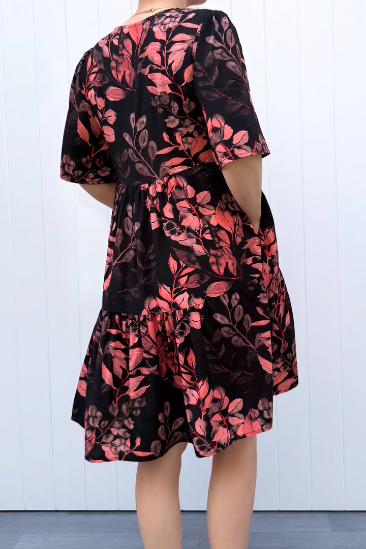 Lily Dress - Vintage Watercolour Leaves - Pockets