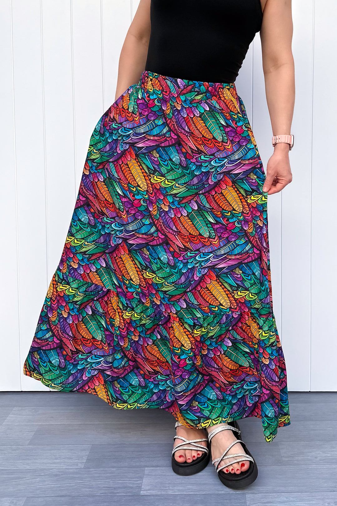 Camellia Maxi Skirt - Feather Wild - Pockets