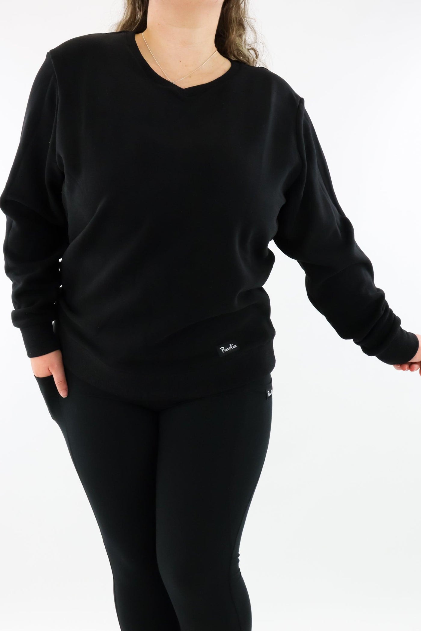 Black - Fleece Jumper - V-neck