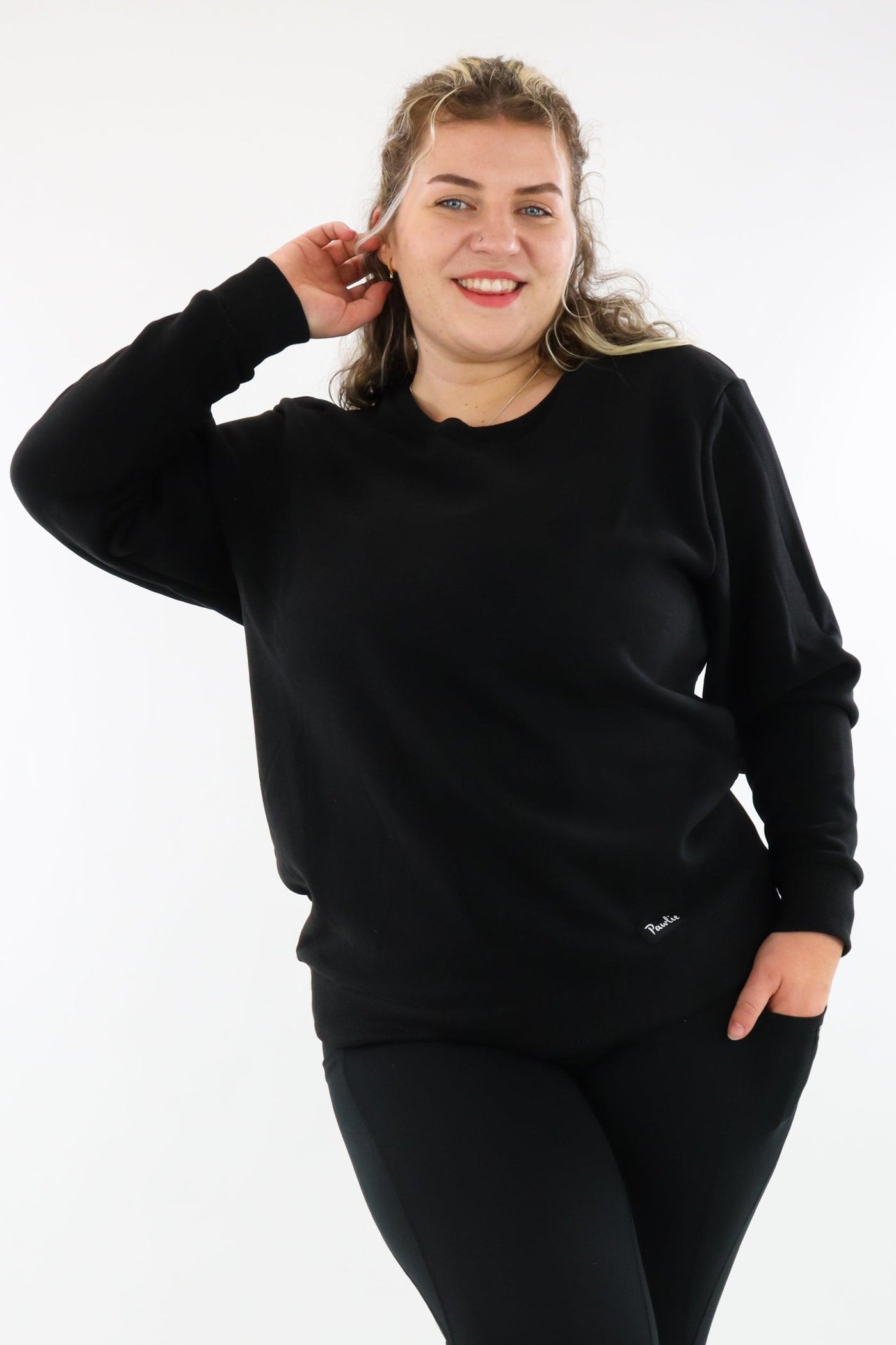 Black - Fleece Jumper - V-neck