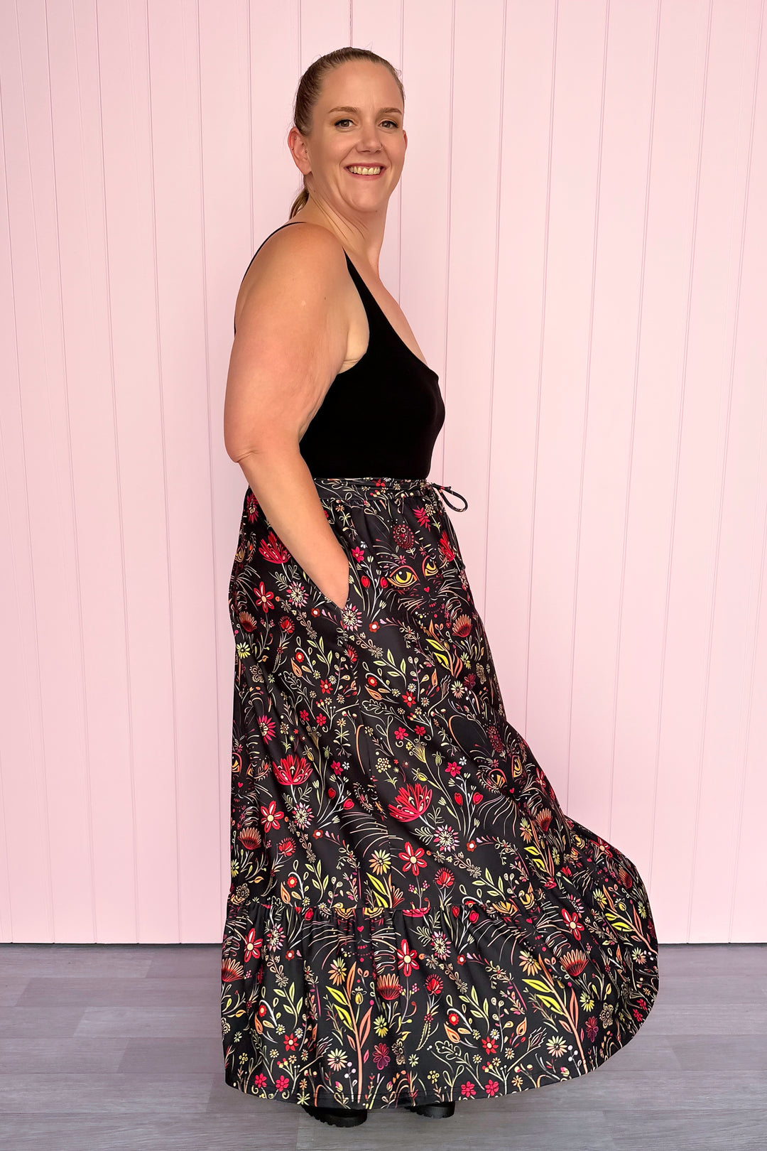 Selene Maxi Skirt - Whiskers & Wildflowers - Pockets