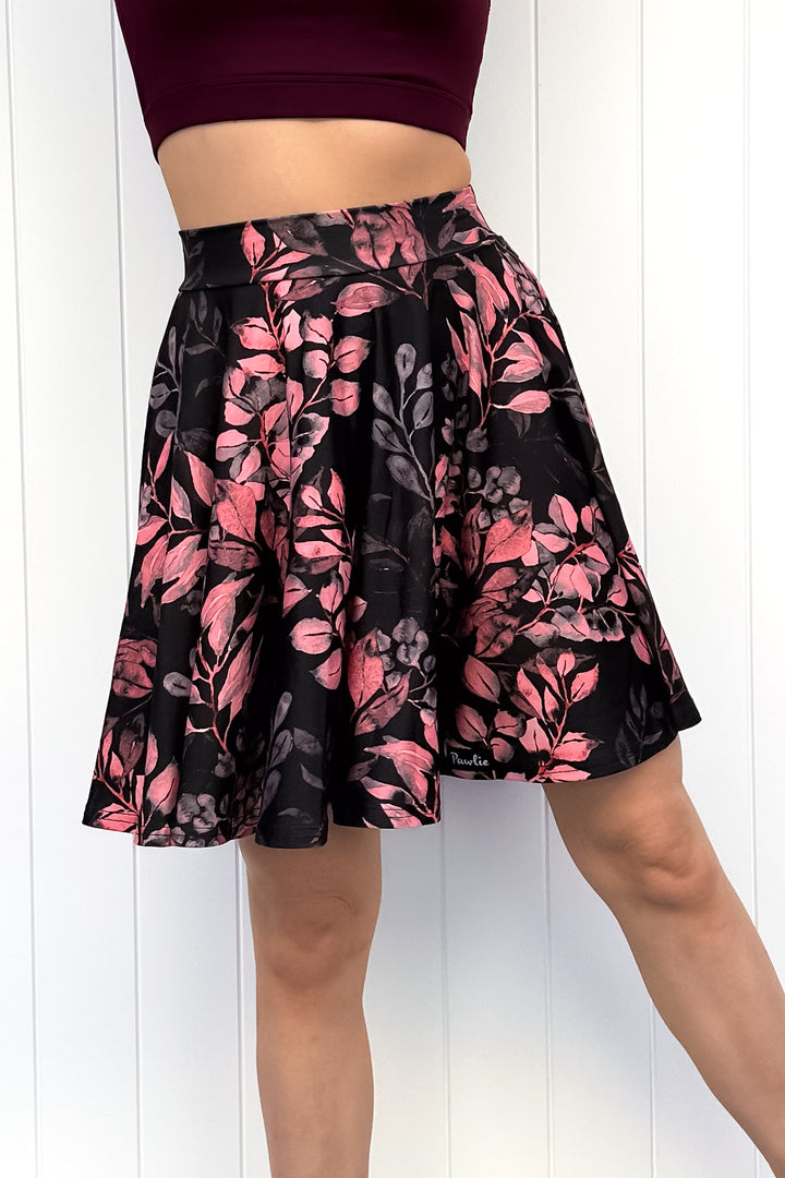 Seraphine Mini Skirt - Vintage Watercolour Leaves