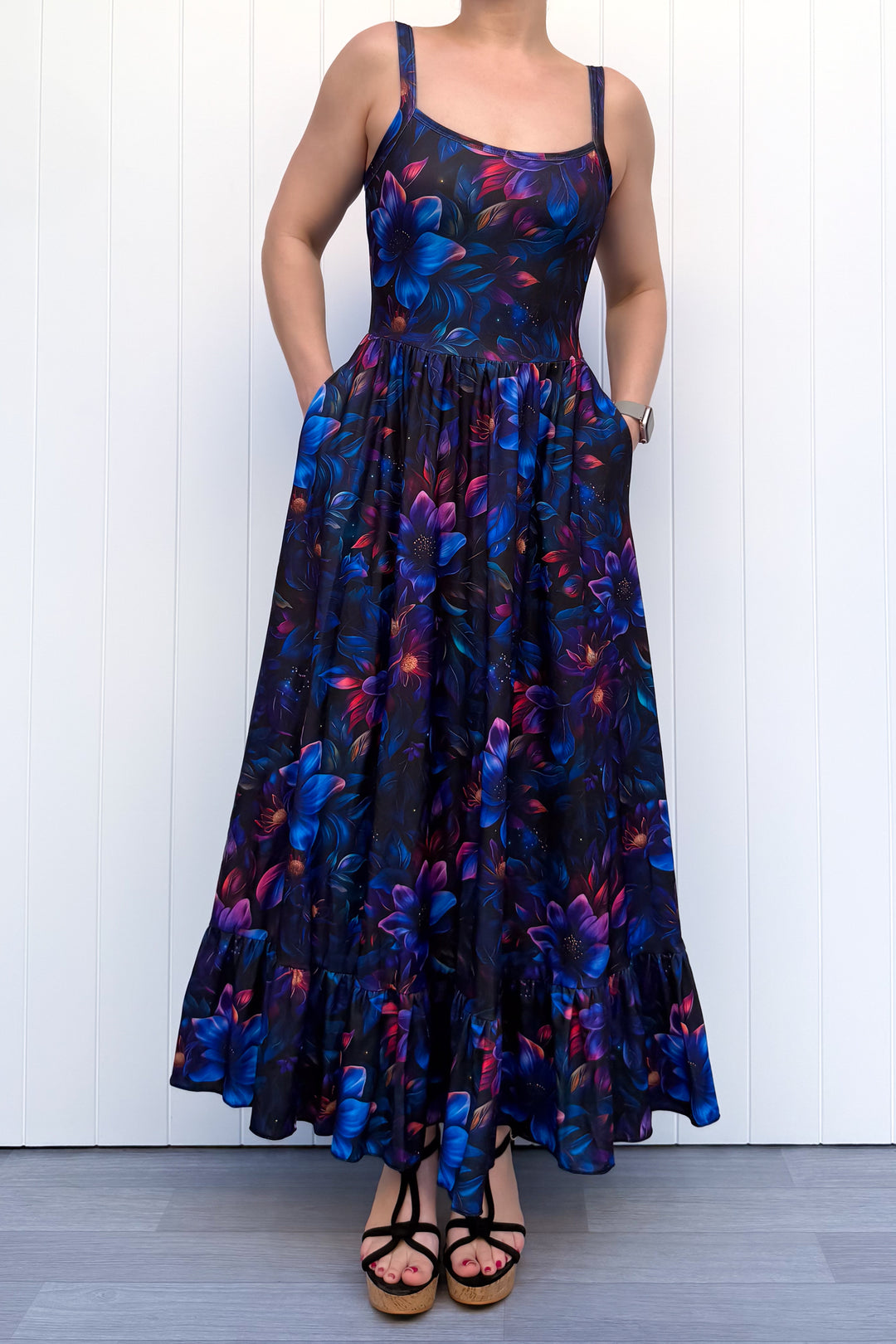 Celeste Maxi Dress - Obsidian Petal - Pockets