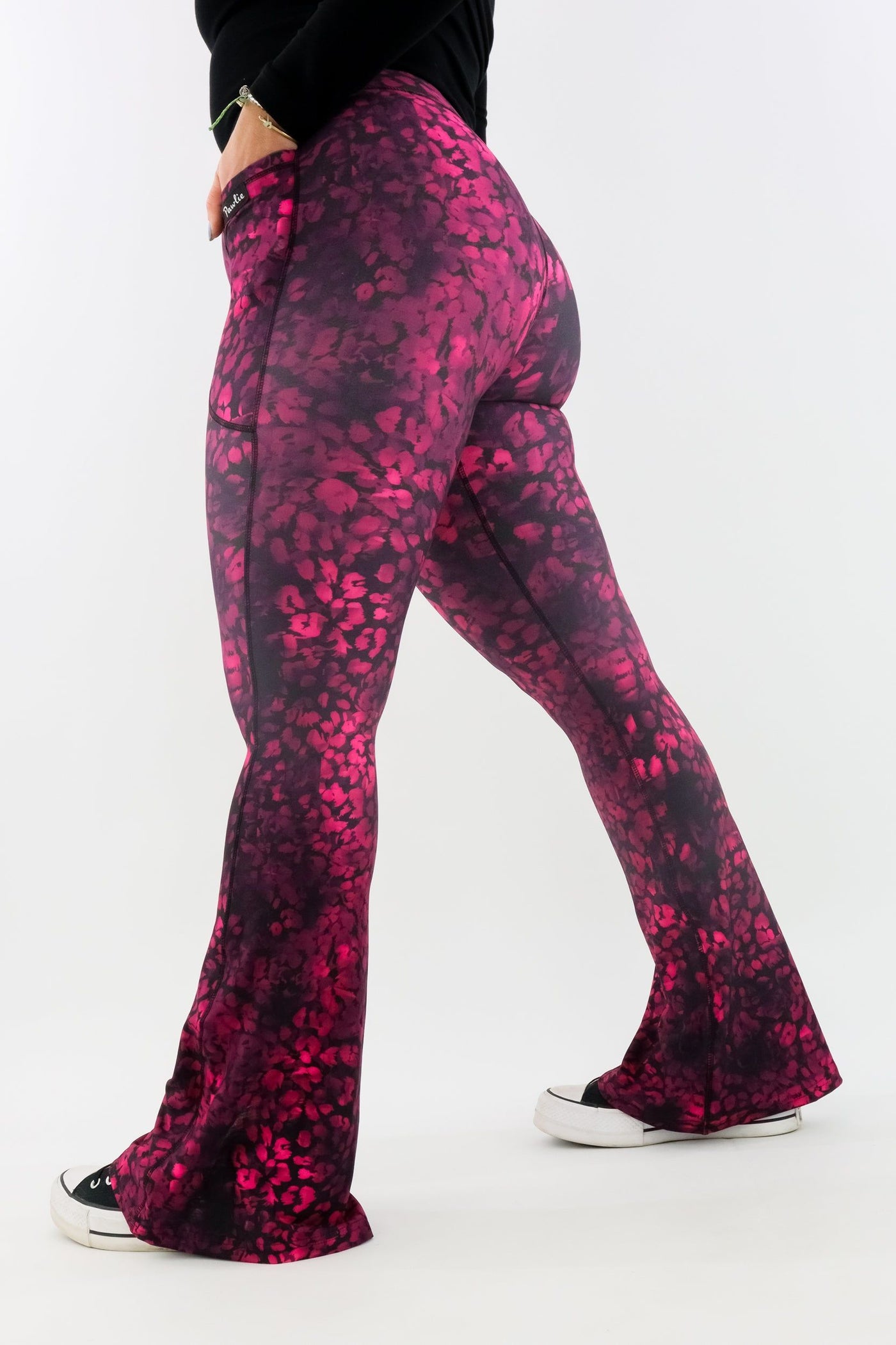 Berry Leopard - Flarey Leggings - Leg Pockets Hybrid Flares Pawlie   