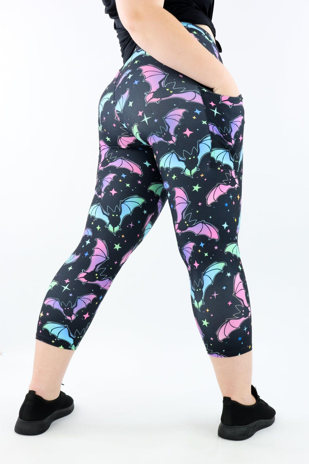 Neon Bats - Casual - Capri Leggings - Pockets Casual Capri Leggings - Pockets Pawlie   