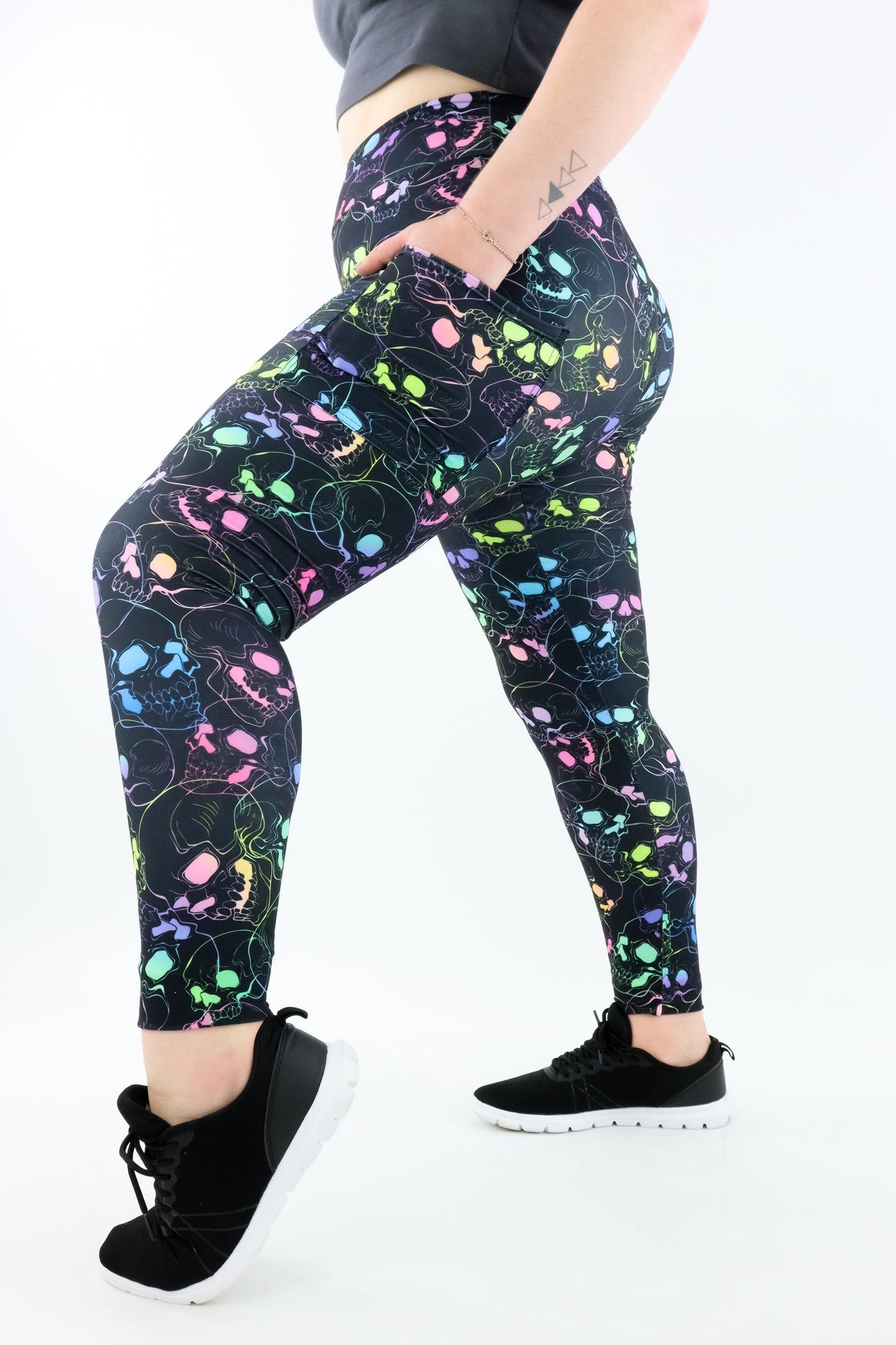 Neon Skull - Casual - Regular Full Leggings - Pockets Casual Full Leggings - Pockets Pawlie   