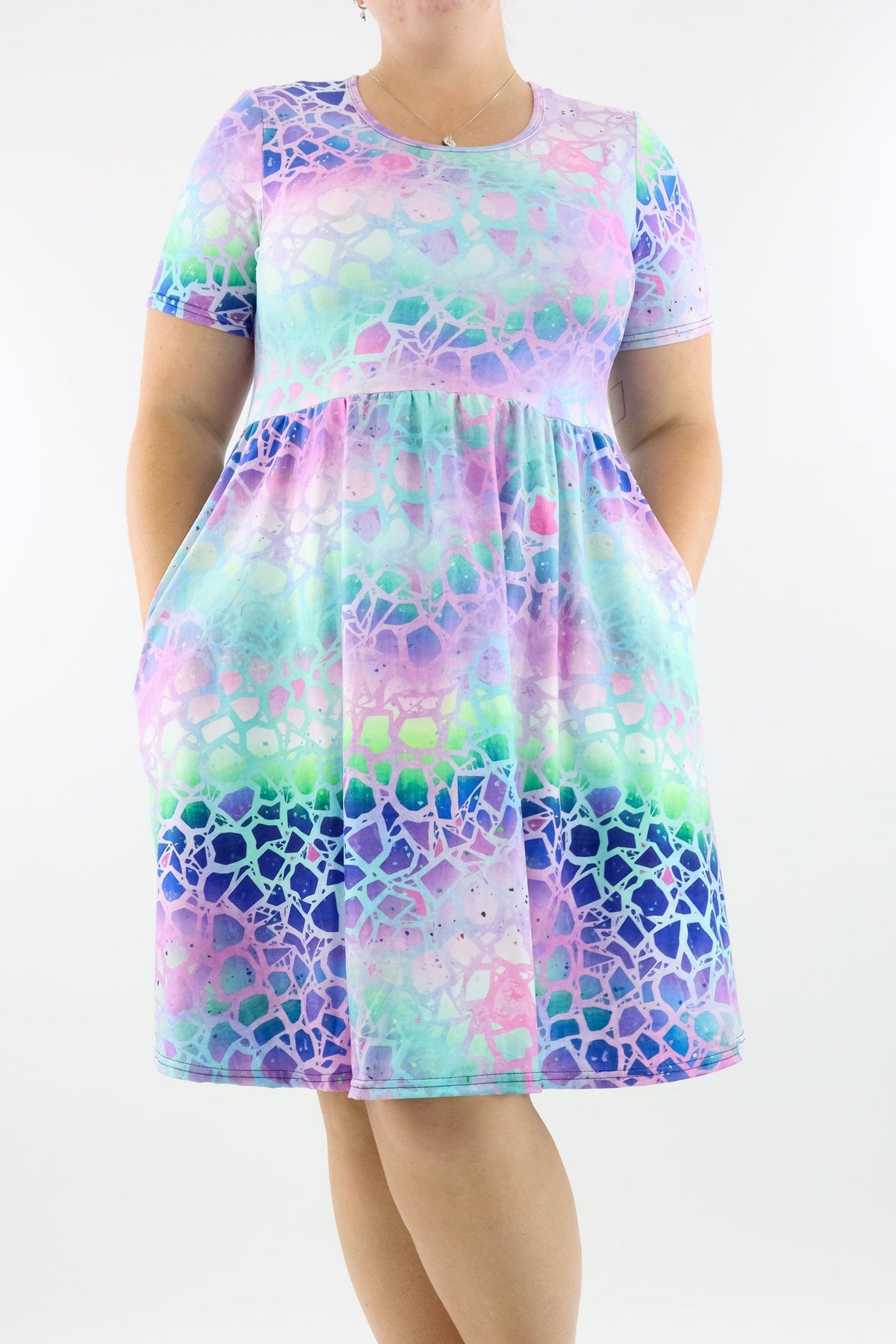 Mythical - Short Sleeve Skater Dress - Knee Length - Side Pockets - Pawlie