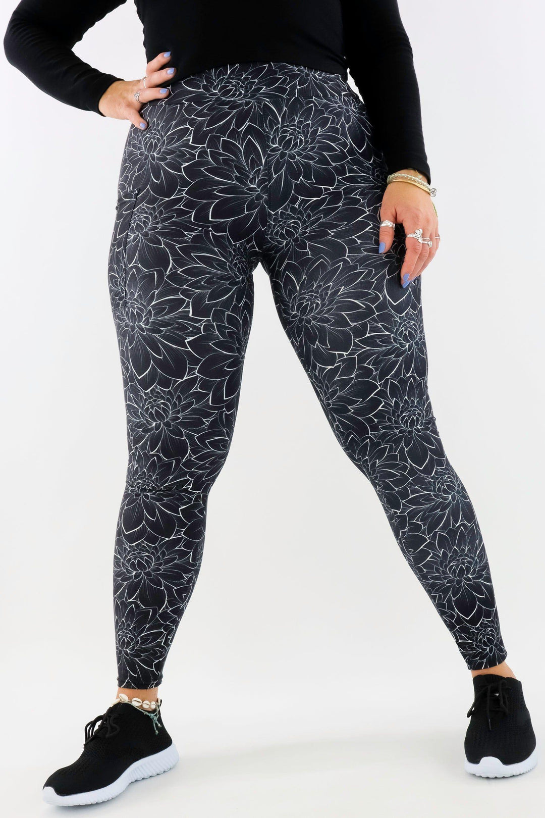 Monochrome Delilah - Casual - Regular Full Leggings - Pockets Casual Full Leggings - Pockets Pawlie   