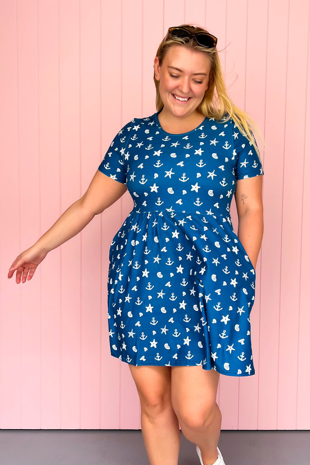 One with the Sea - Mini Dress - Short Sleeve - Pockets