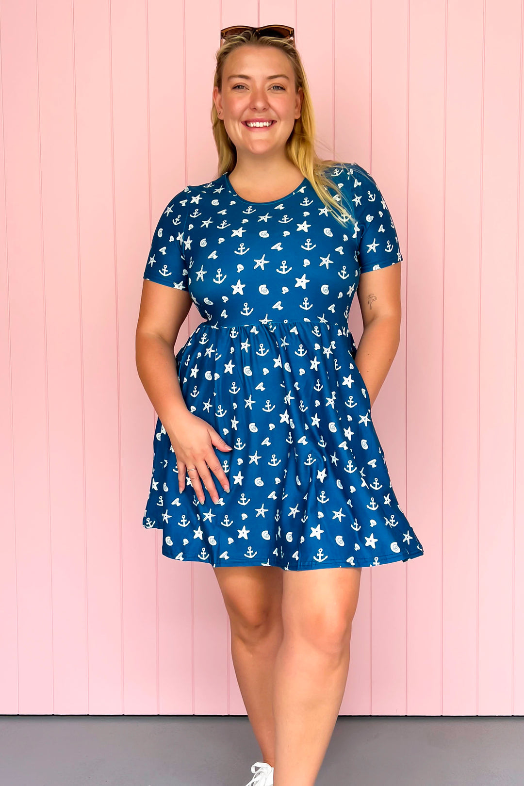 One with the Sea - Mini Dress - Short Sleeve - Pockets