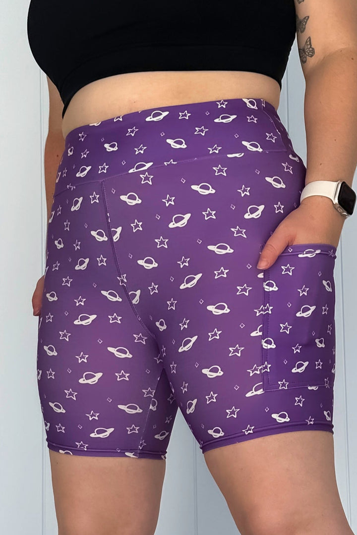 Purple Saturn - Casual - Mid Shorts - Pockets