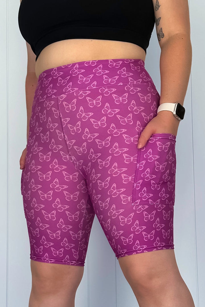 Rich Purple Butterflies - Casual - Long Shorts - Pockets