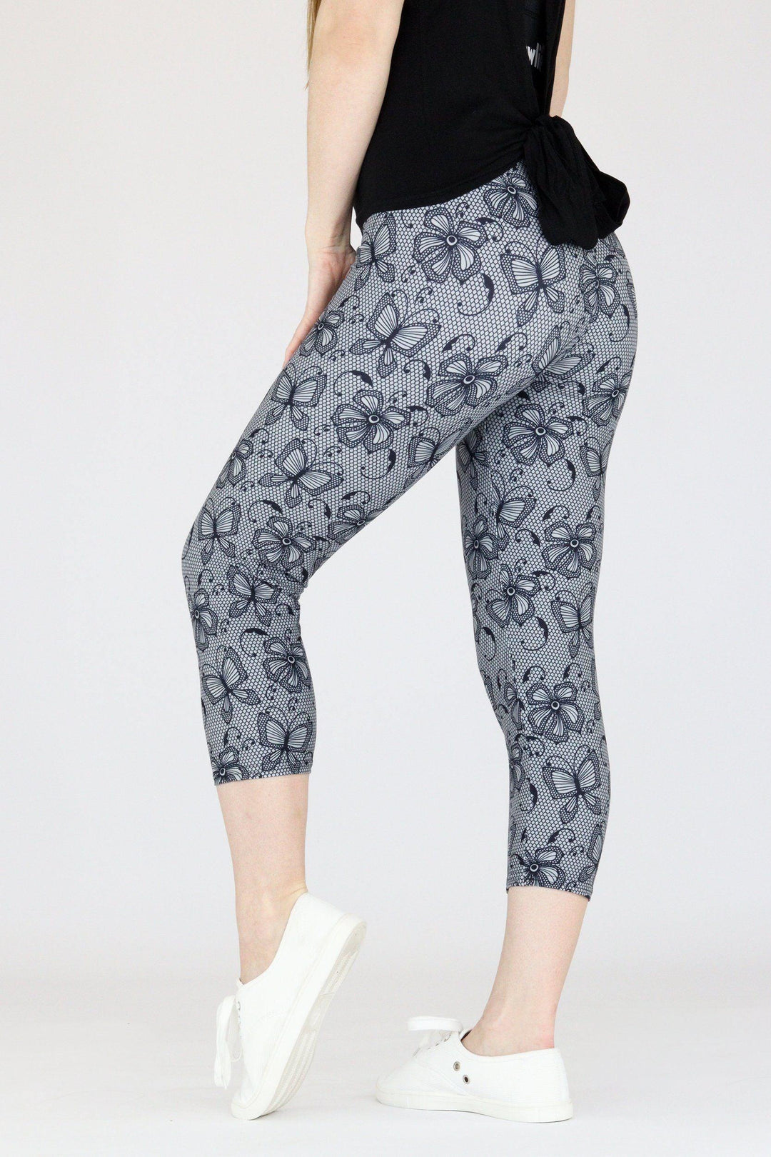 Butterfly Lace - Casual Capri Leggings Casual Capri Leggings Pawlie   