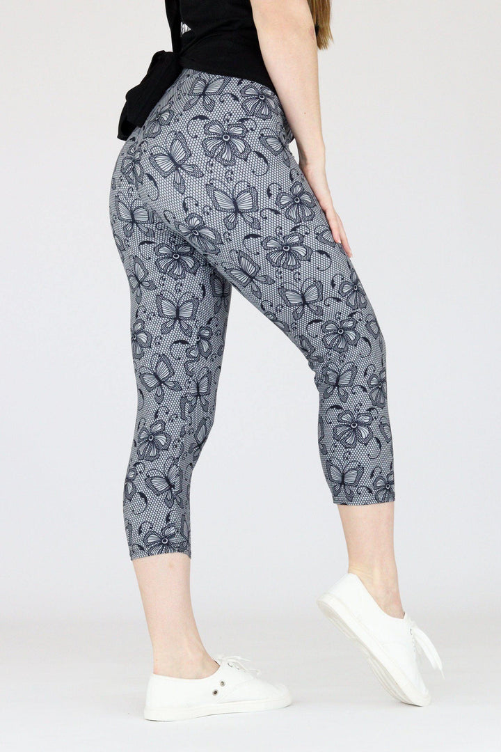 Butterfly Lace - Casual Capri Leggings Casual Capri Leggings Pawlie   
