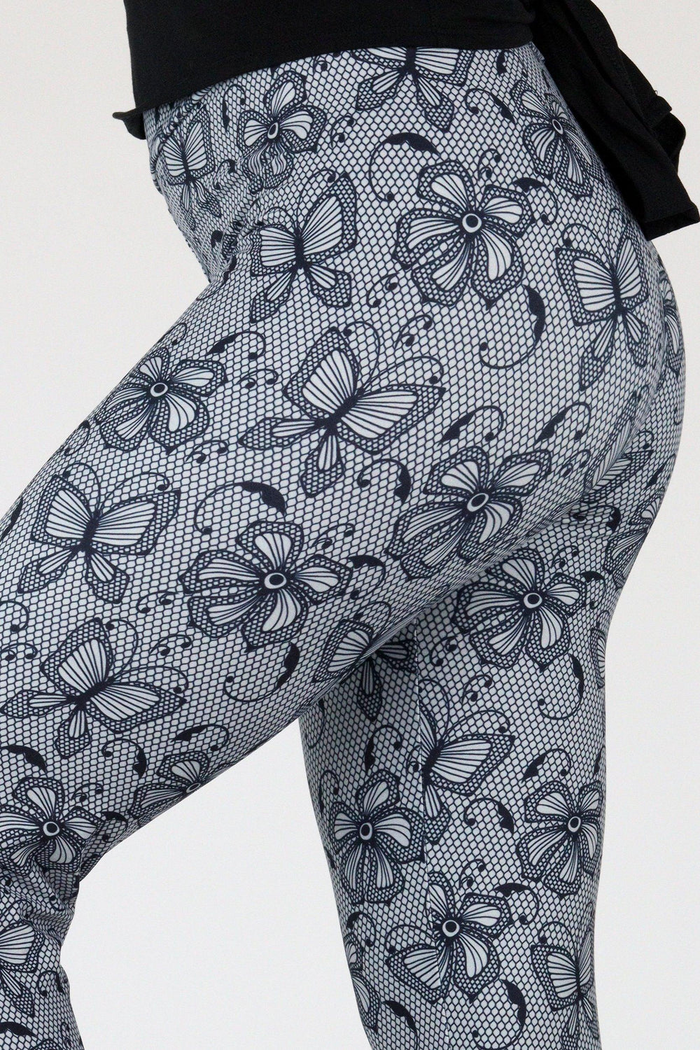 Butterfly Lace - Casual Capri Leggings Casual Capri Leggings Pawlie   