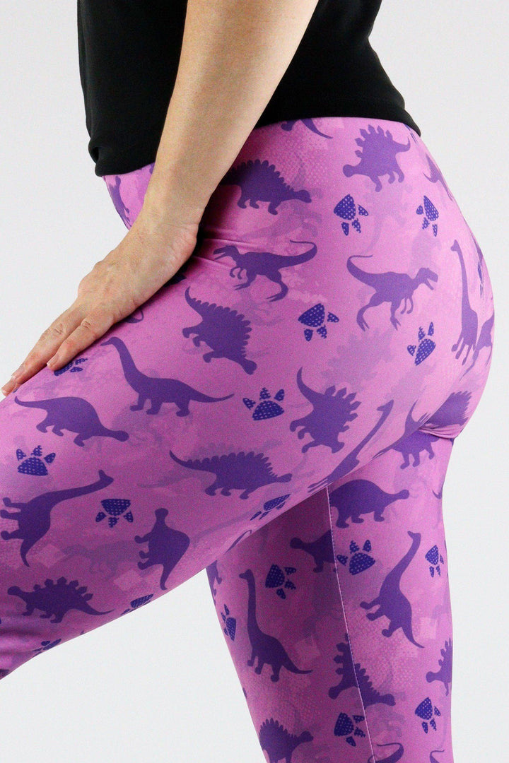 Purple Dinosaurs - Casual Capri Leggings Casual Capri Leggings Pawlie   