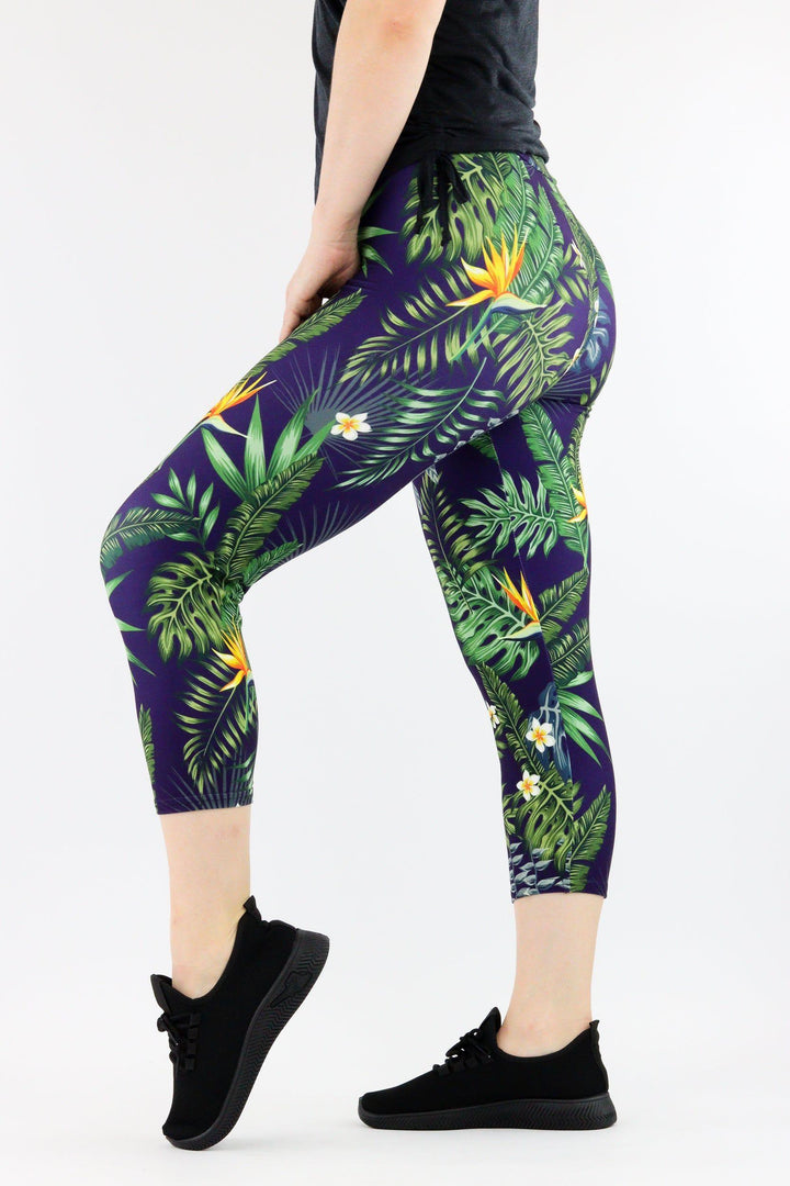 Tropical Night  - Casual Capri Leggings Casual Capri Leggings Pawlie   