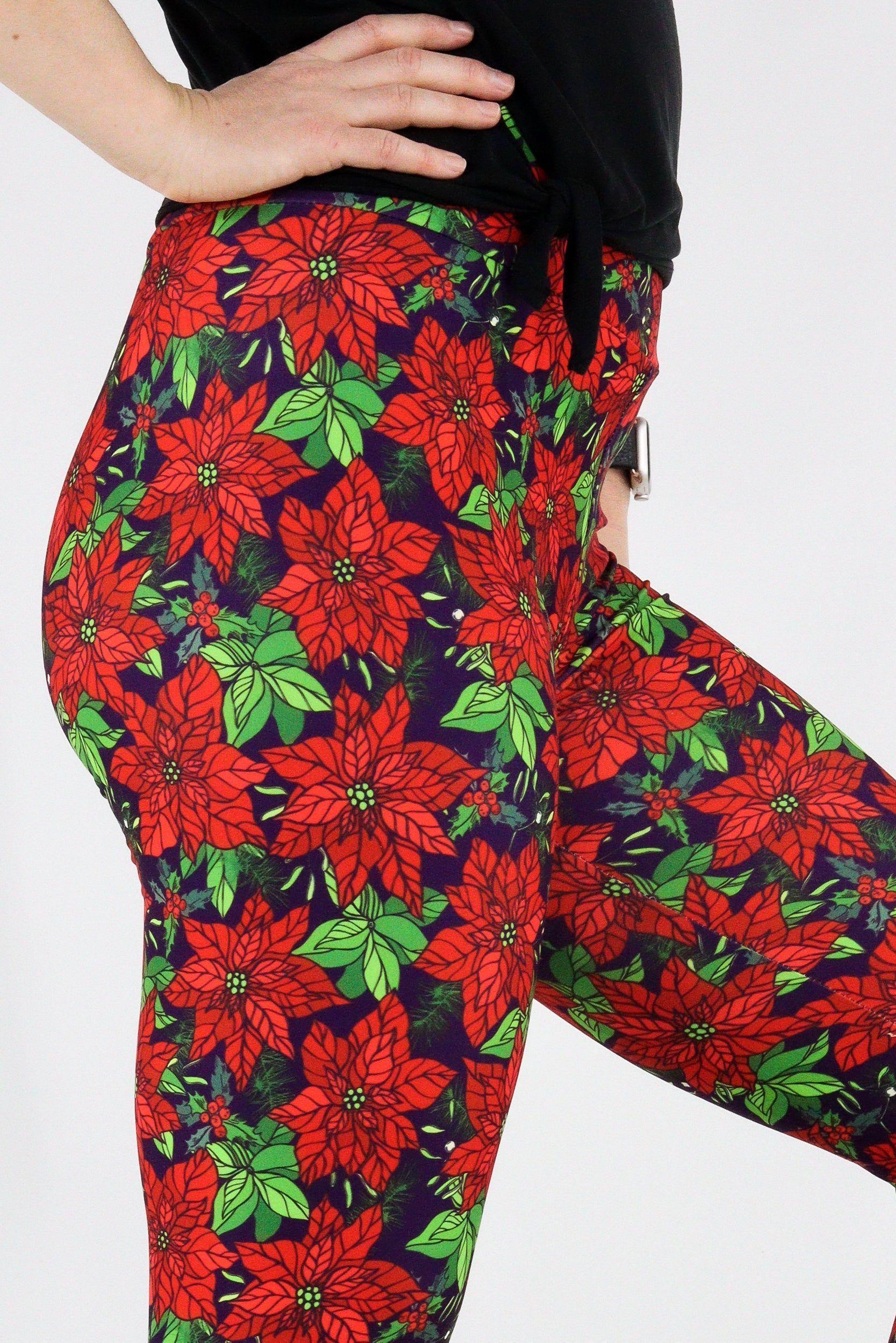 Poinsettia leggings deals